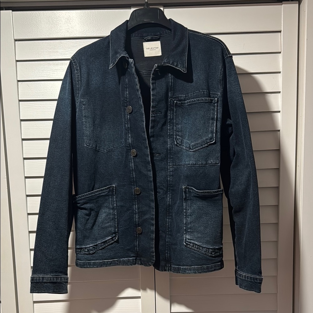Selected Homme denim chore coat blue size M